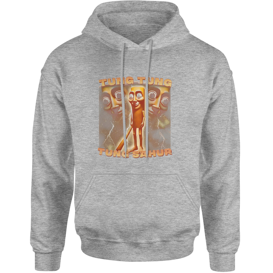 Tung Tung Tung Sahur Enforcer Adult Hoodie Sweatshirt Heather Grey