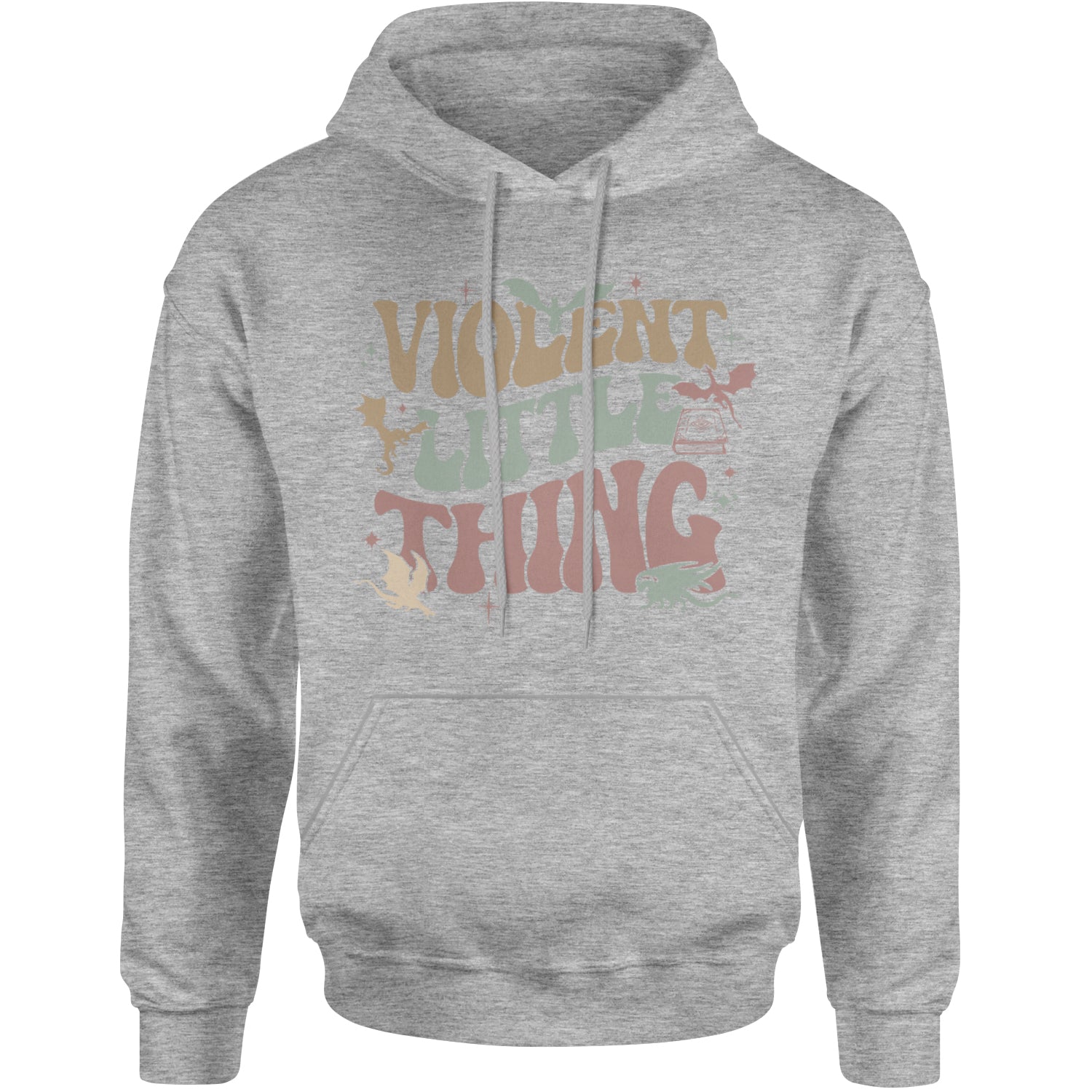 Violent Little Thing Dragon Adult Hoodie Sweatshirt Heather Grey