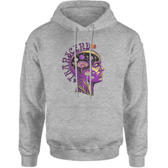 Psychedelic Cosmic Mushroom Head Adult Hoodie Sweatshirt Heather Grey
