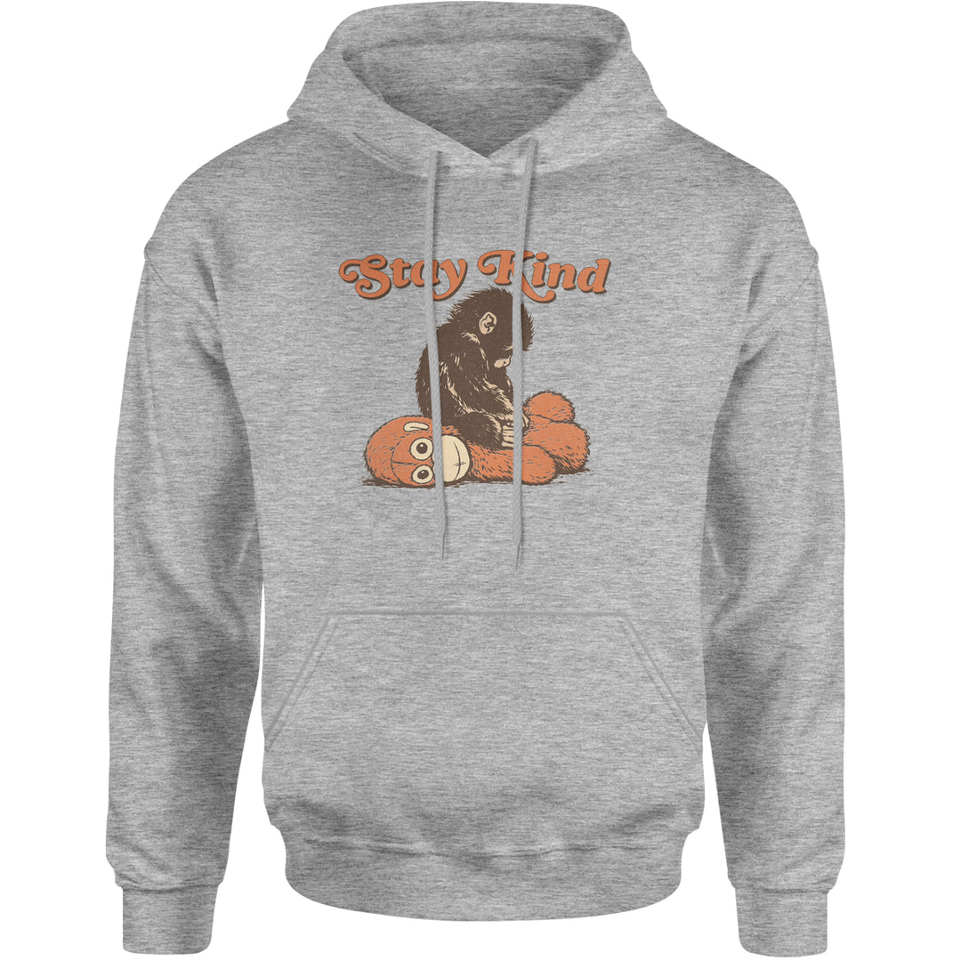 Punch Stay Kind Macaque Adult Hoodie Sweatshirt Heather Grey