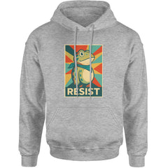 Resist Portland Protest Frog Adult Hoodie Sweatshirt Heather Grey