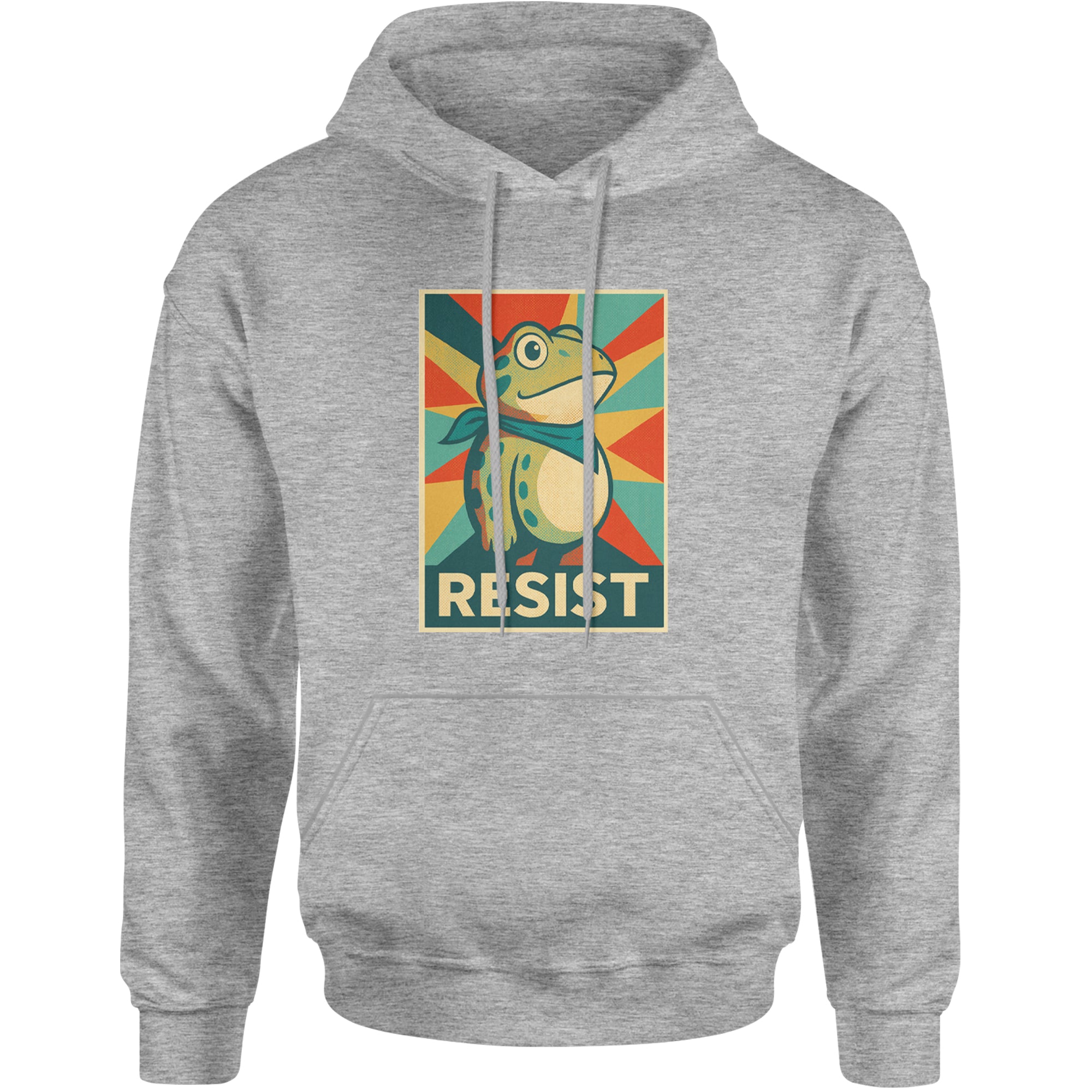 Resist Portland Protest Frog Adult Hoodie Sweatshirt Heather Grey