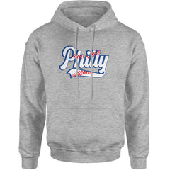 Philly Baseball Stitching Adult Hoodie Sweatshirt Heather Grey