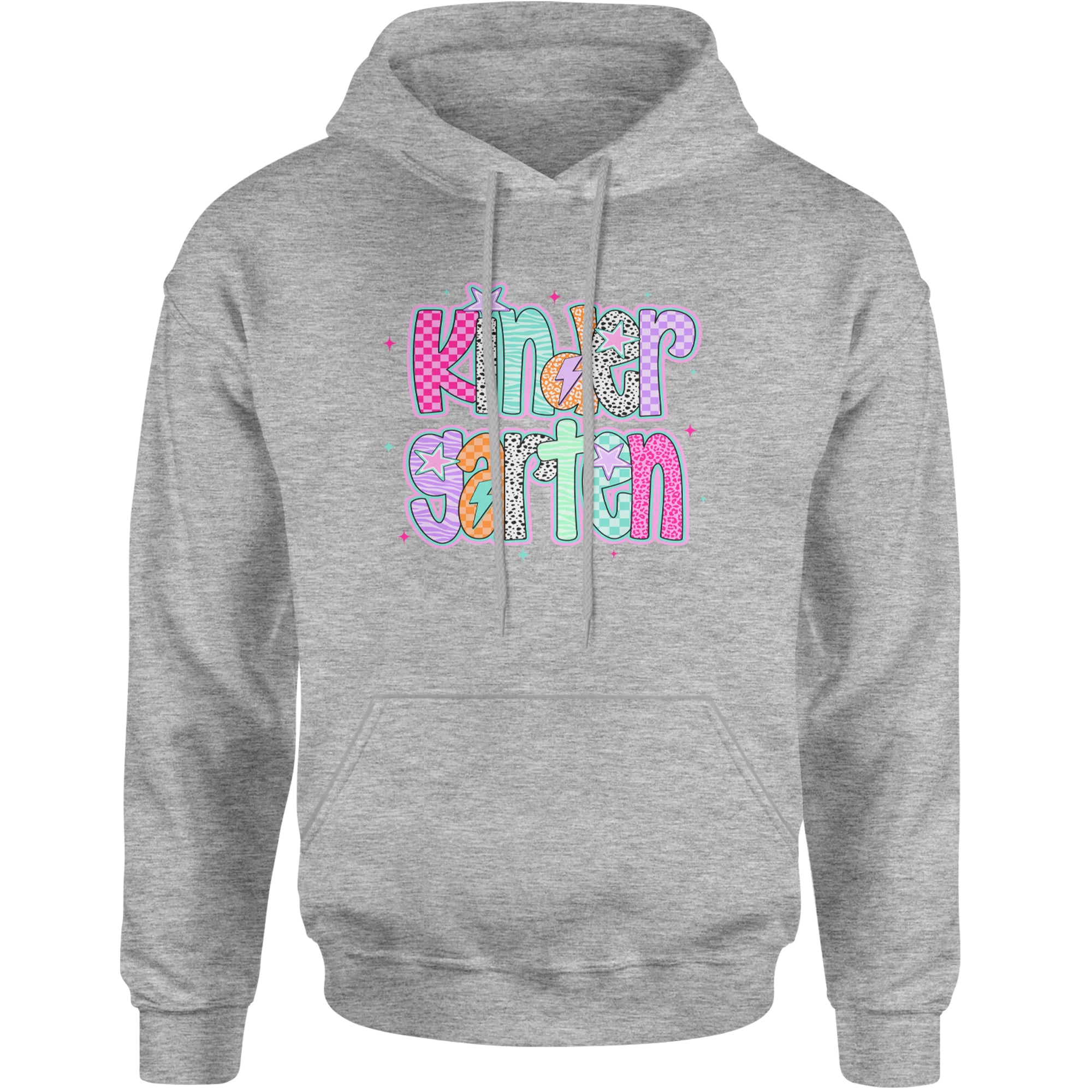 Kindergarten Cutie Colorful Back to School Adult Hoodie Sweatshirt Heather Grey