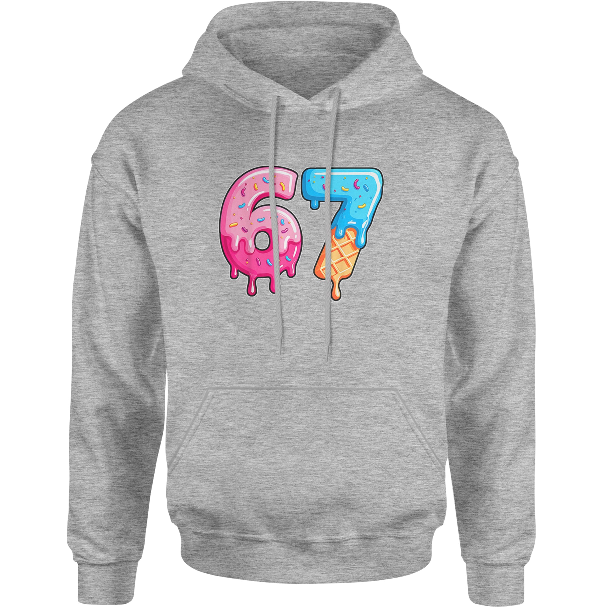 67 Dripping Ice Cream Donut Melt Adult Hoodie Sweatshirt Heather Grey