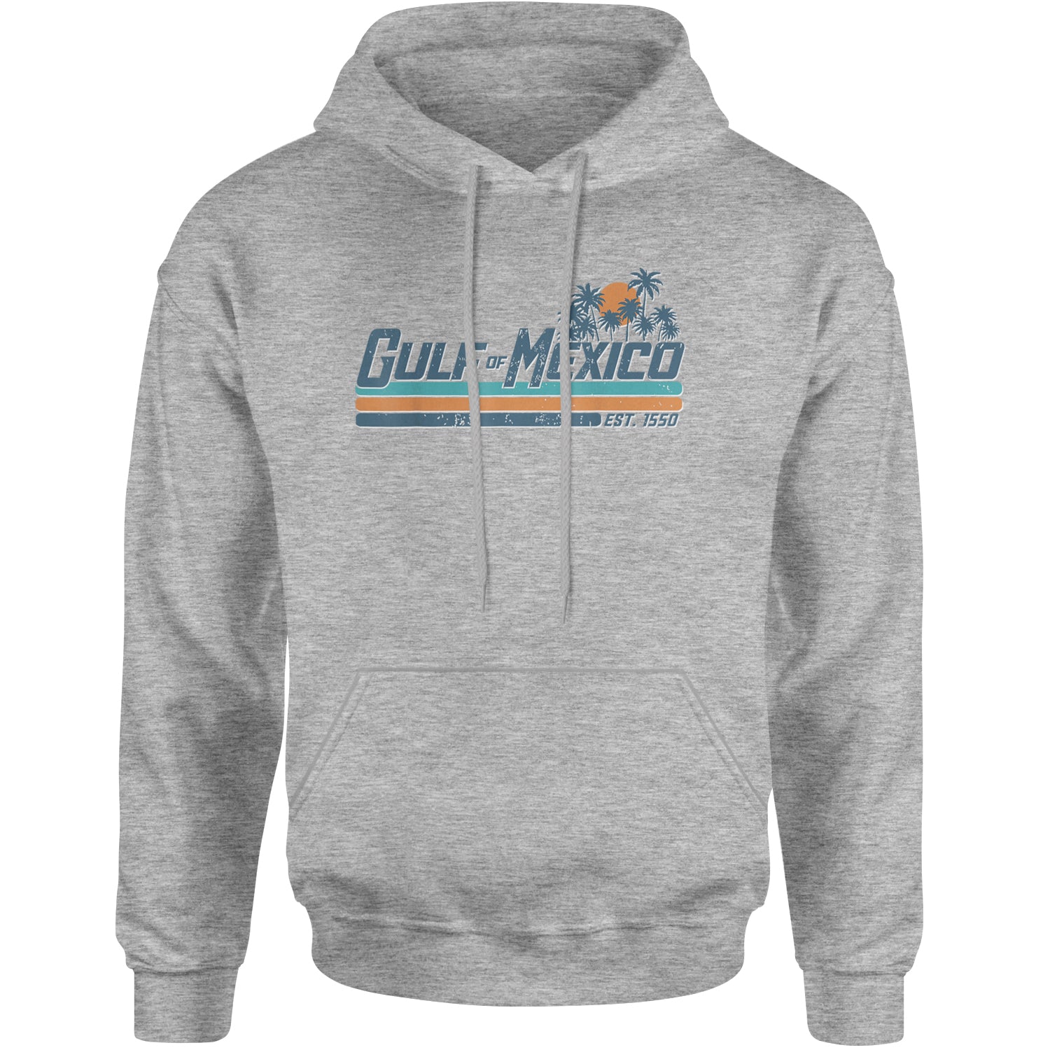 Gulf Of Mexico Established Year 1550 Adult Hoodie Sweatshirt Heather Grey