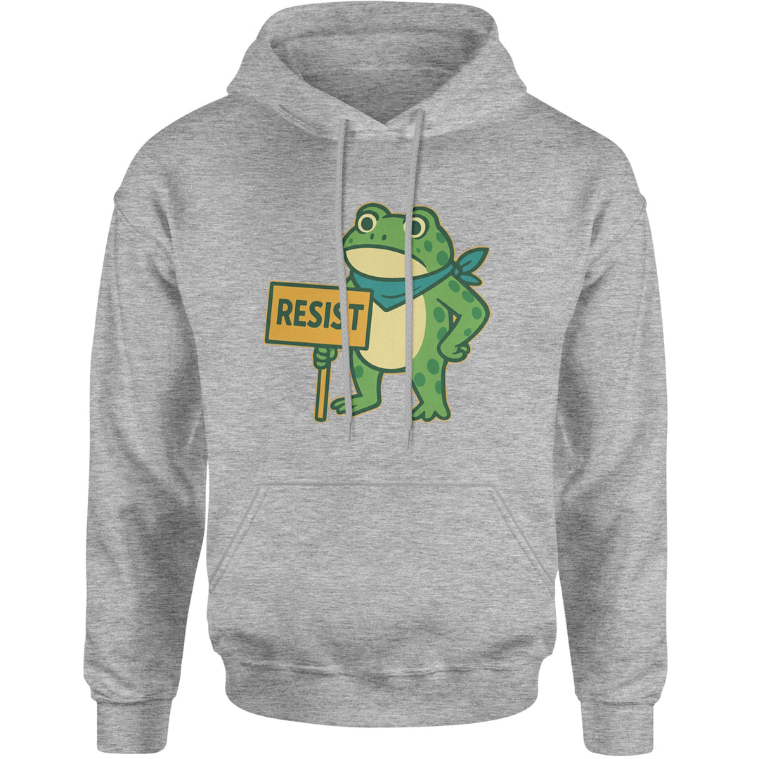 Sign Resist Meme Frog Protest Adult Hoodie Sweatshirt Heather Grey