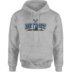 Detroit Motor City Retro Piston Adult Hoodie Sweatshirt Heather Grey