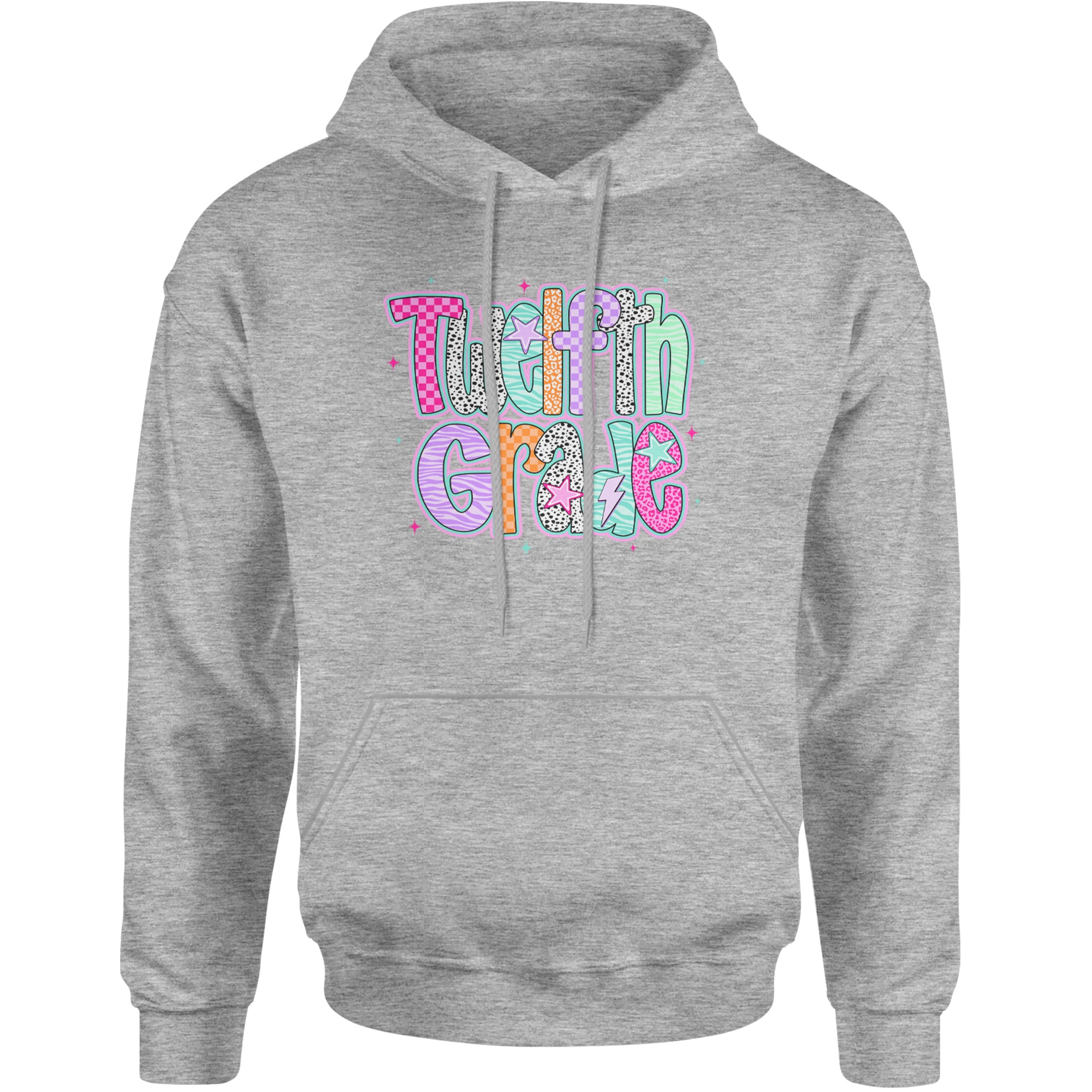 Senior Year Colorful Back to School Adult Hoodie Sweatshirt Heather Grey