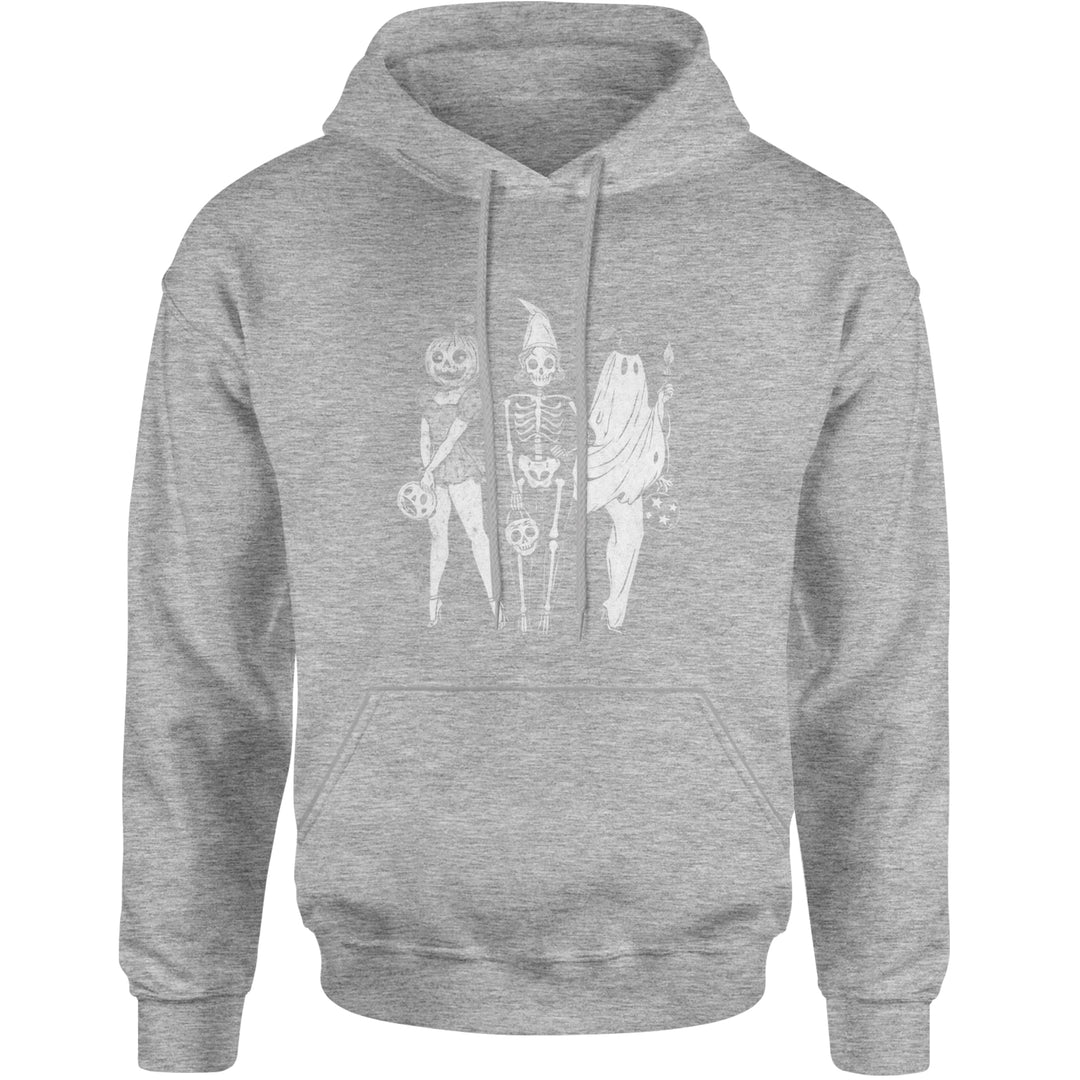 Vintage Spooky Squad Pinup Halloween Design Adult Hoodie Sweatshirt Heather Grey