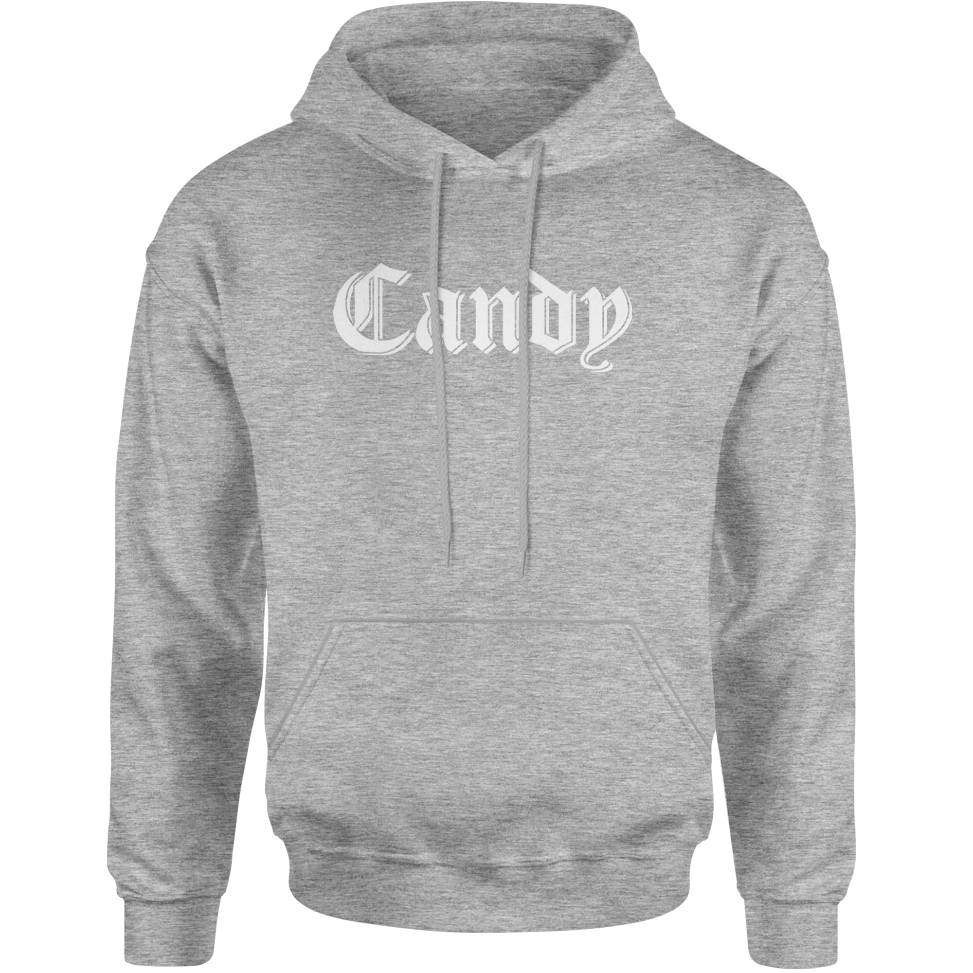 Candy Gothic Lettering Adult Hoodie Sweatshirt Heather Grey