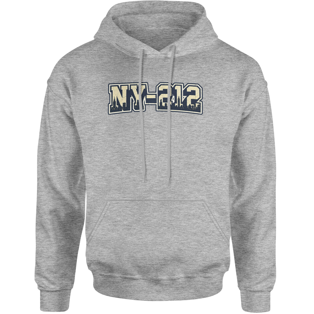 New York City 212 Area Code Skyline  Adult Hoodie Sweatshirt Heather Grey