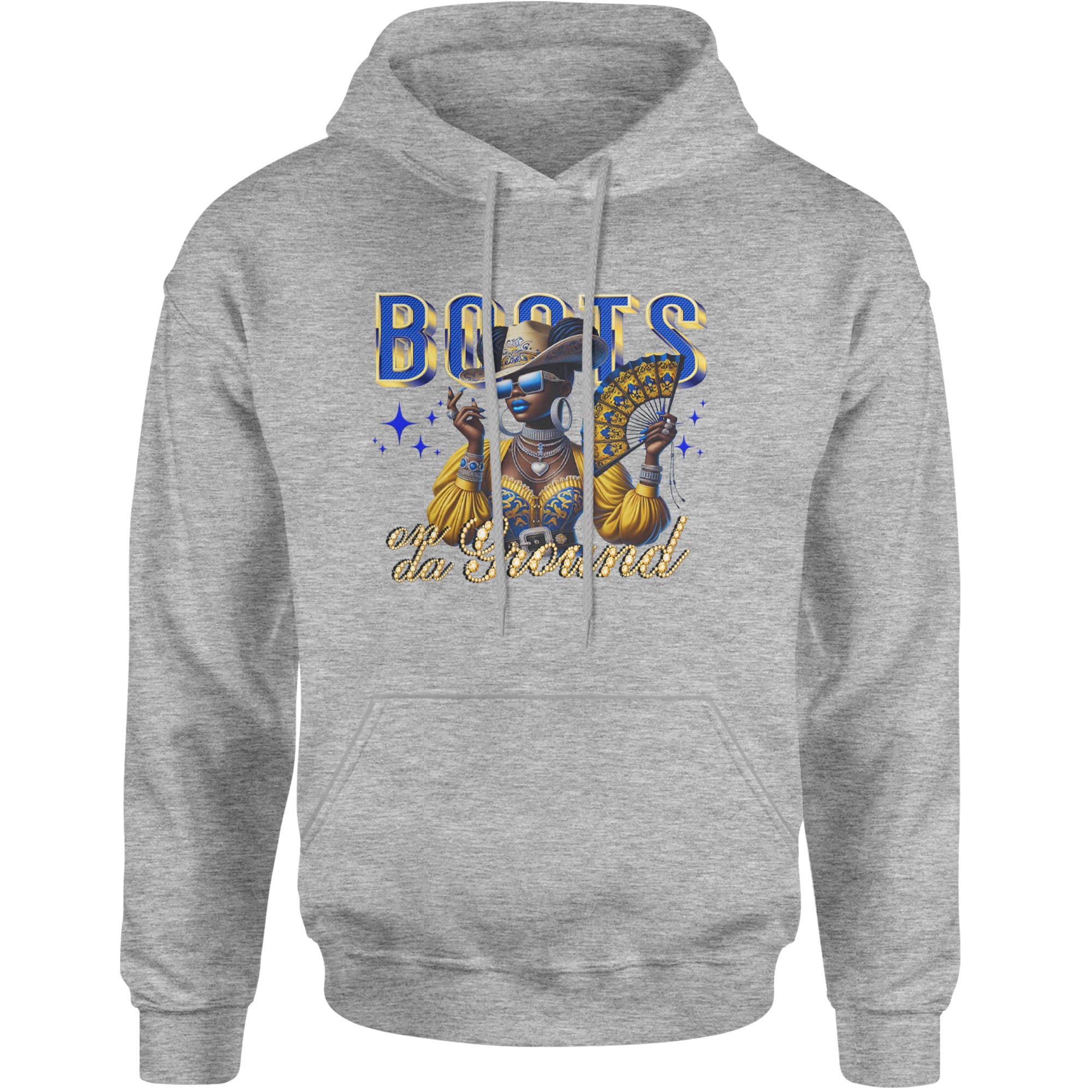 Boots On Da Ground Folding Fan Adult Hoodie Sweatshirt Heather Grey