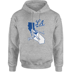 Los Angeles Baseball Batter Up Adult Hoodie Sweatshirt Heather Grey
