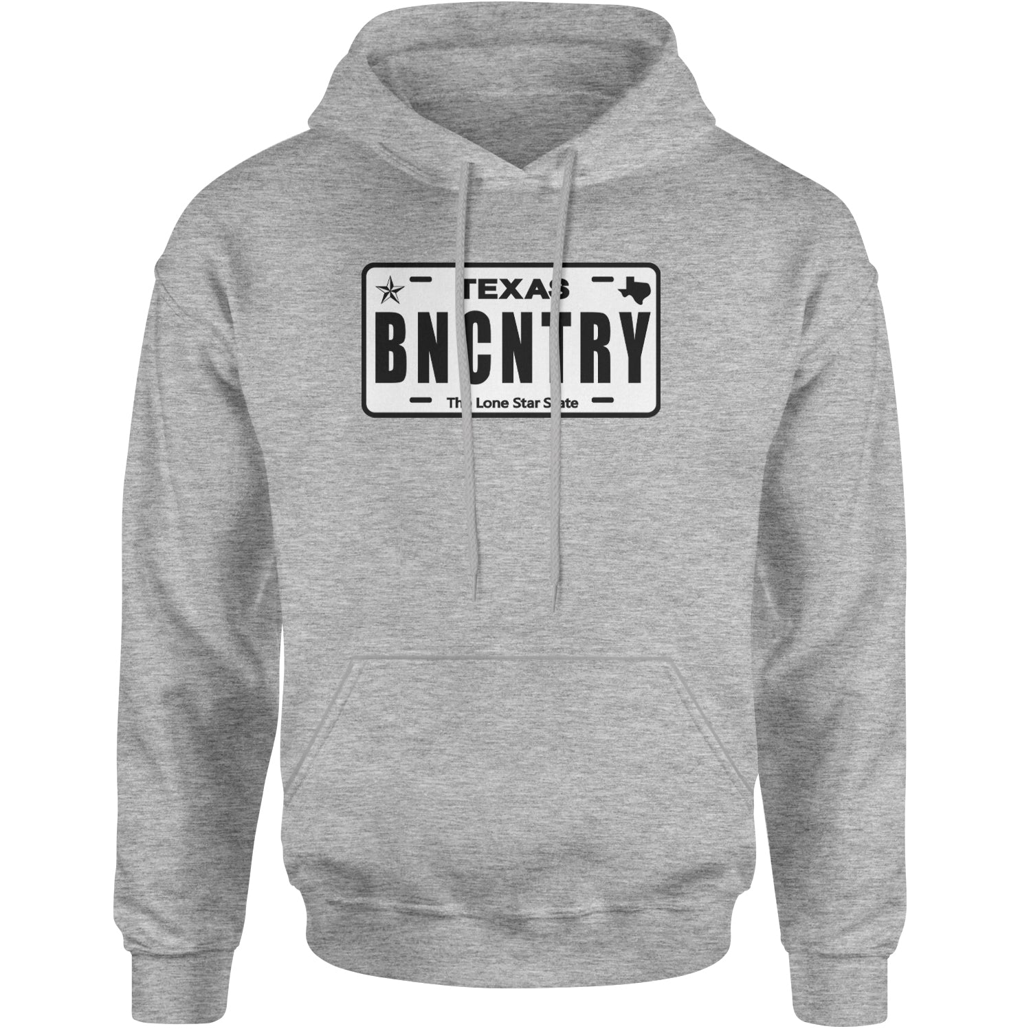 Texas License Plate BNCNTRY Adult Hoodie Sweatshirt Heather Grey