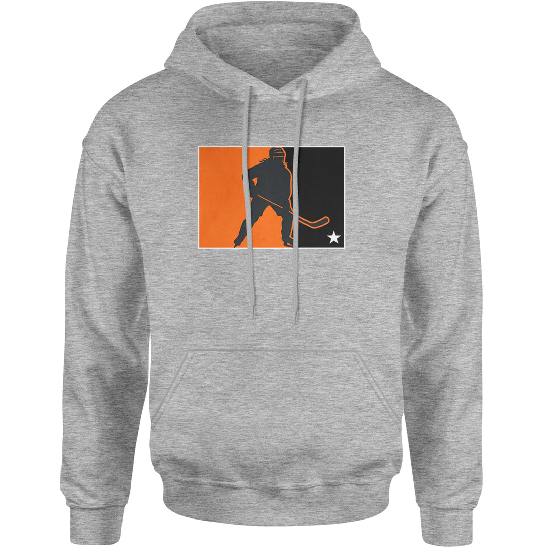 Hockey Enforcer Retro Vintage Adult Hoodie Sweatshirt Heather Grey