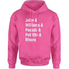 Jeter & Williams & Posada & Pettitte & Rivera Adult Hoodie Sweatshirt Hot Pink