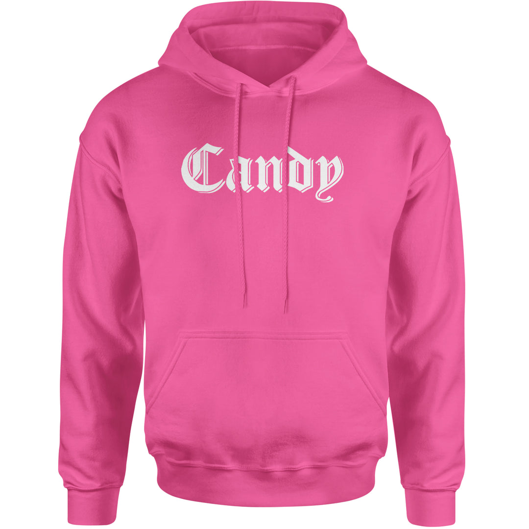 Candy Gothic Lettering Adult Hoodie Sweatshirt Hot Pink