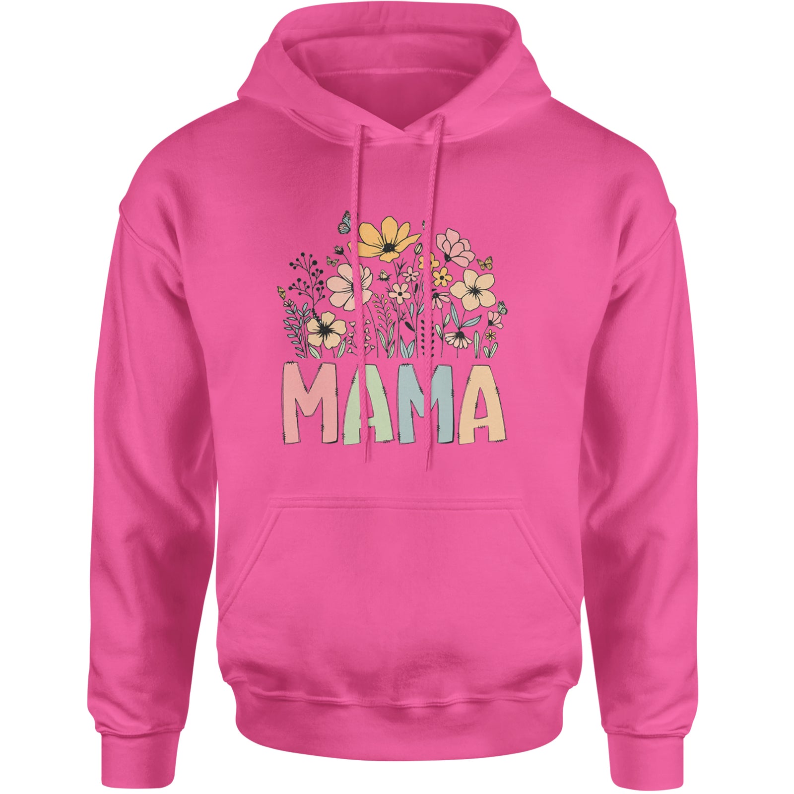 Mama Wildflower Retro Flower Adult Hoodie Sweatshirt Heather Grey