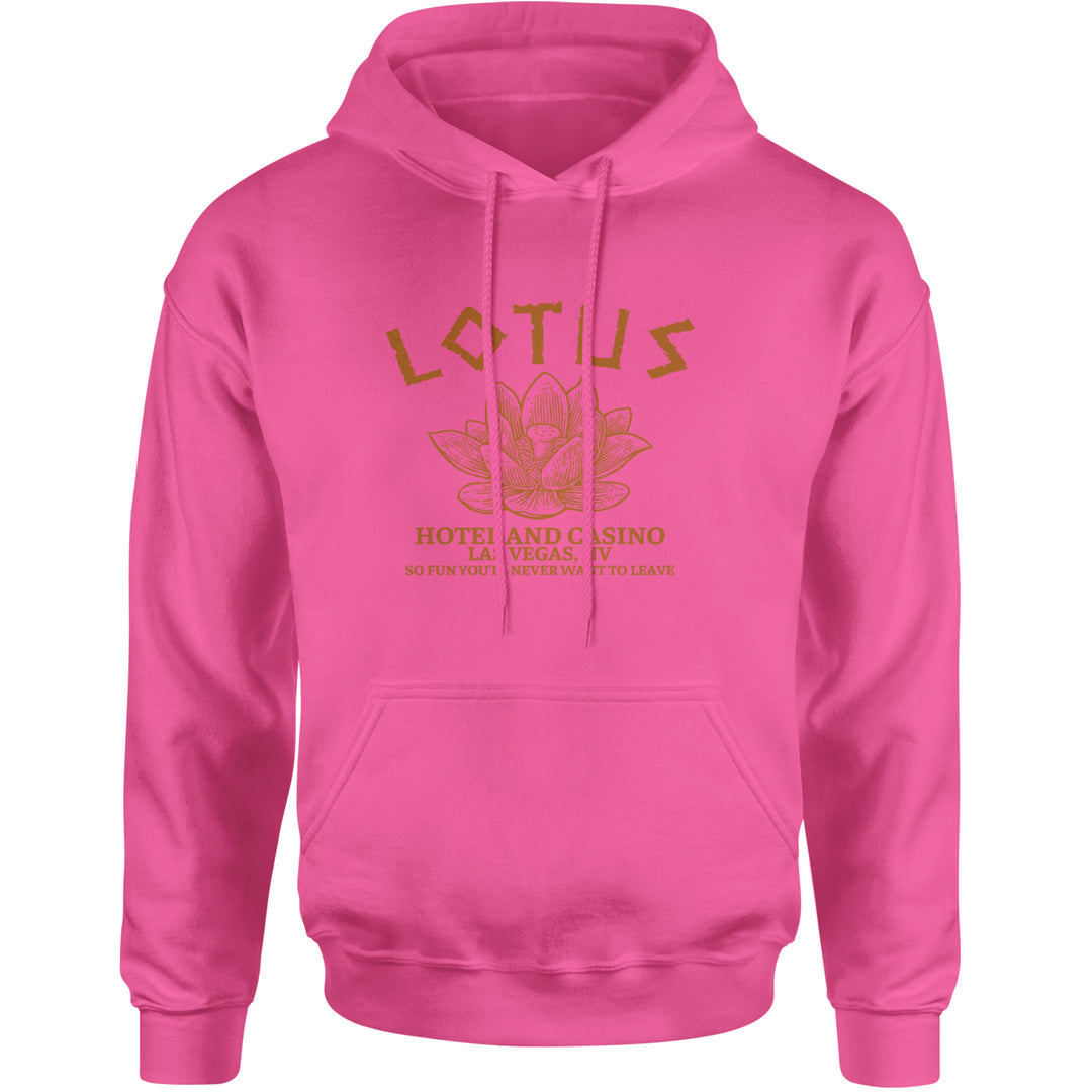 Lotus Hotel and Casino Adult Hoodie Sweatshirt Hot Pink