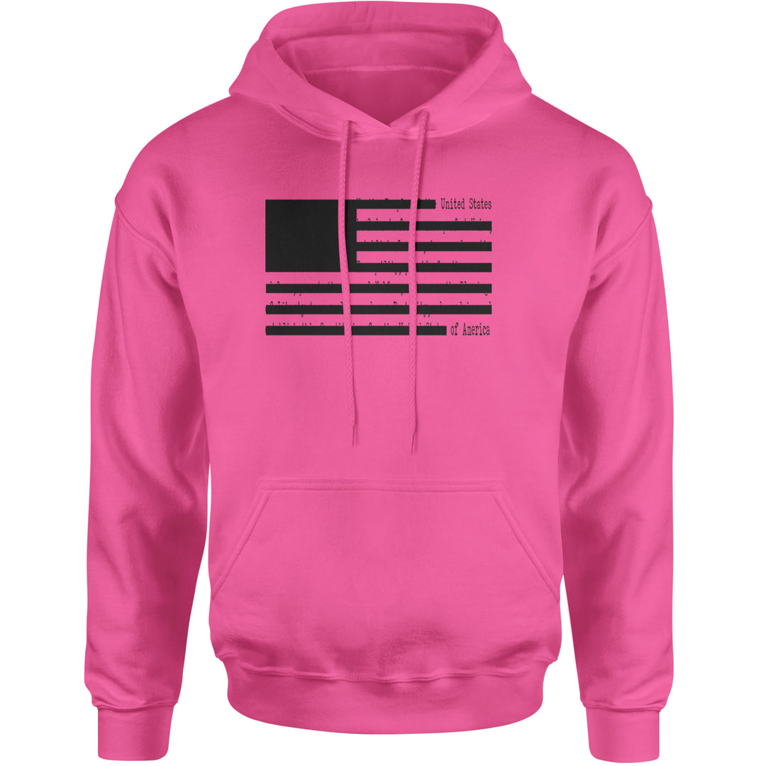 Redacted American Flag Adult Hoodie Sweatshirt Hot Pink