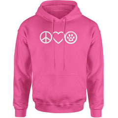 Peace, Love and TLC Dog Rescue Adult Hoodie Sweatshirt Hot Pink