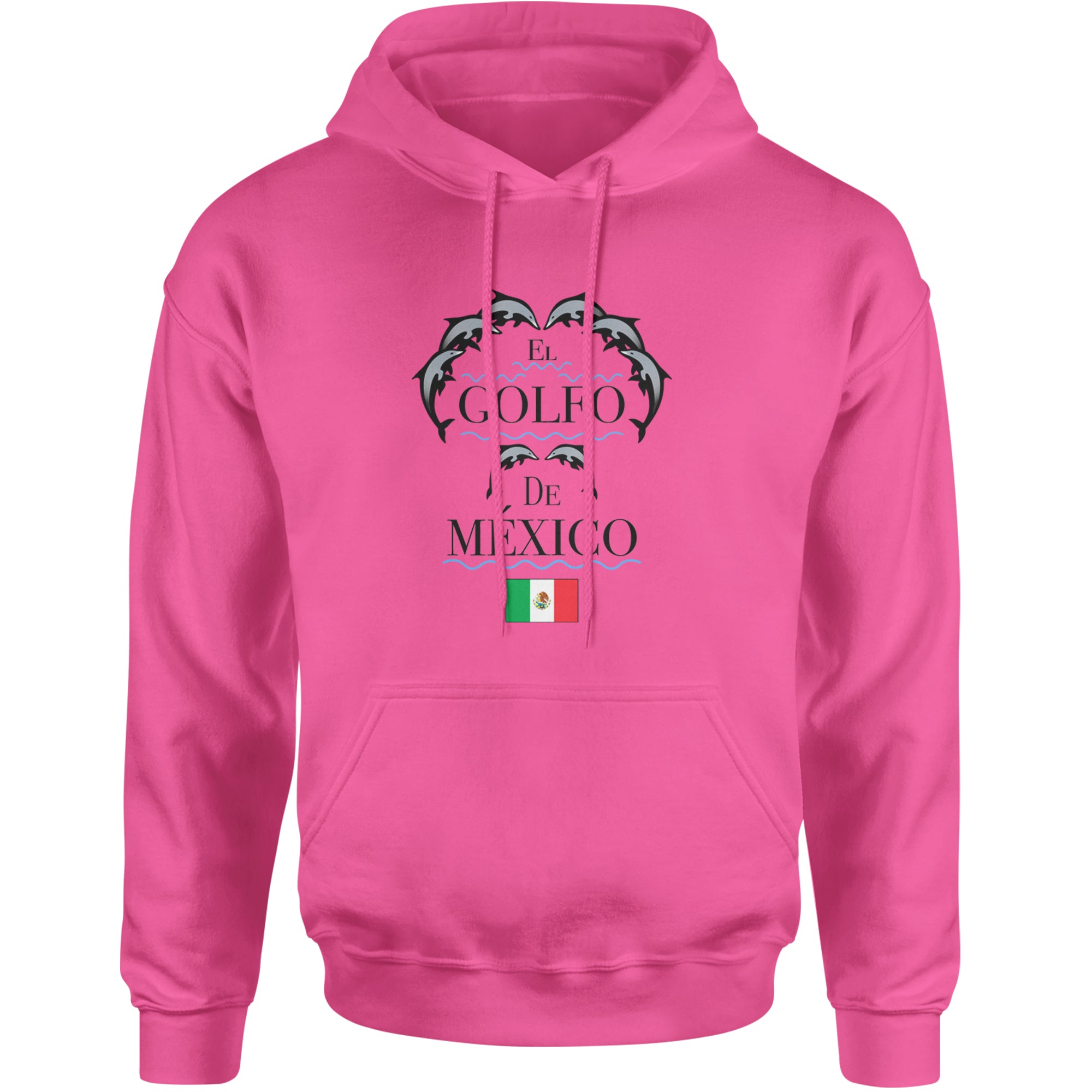 El Golfo De Mexico Dancing Dolphins Adult Hoodie Sweatshirt Heather Grey