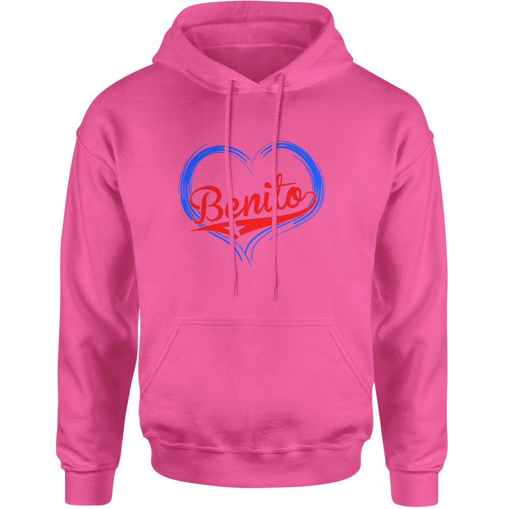 Benito Heart Puerto Rico graphic on Unisex Heavyweight Fleece Pullover Hoodie in Hot Pink