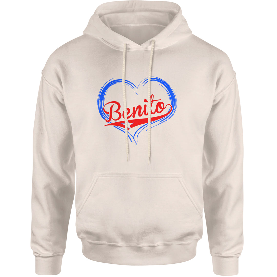 Benito Heart Puerto Rico Adult Hoodie Sweatshirt Ivory