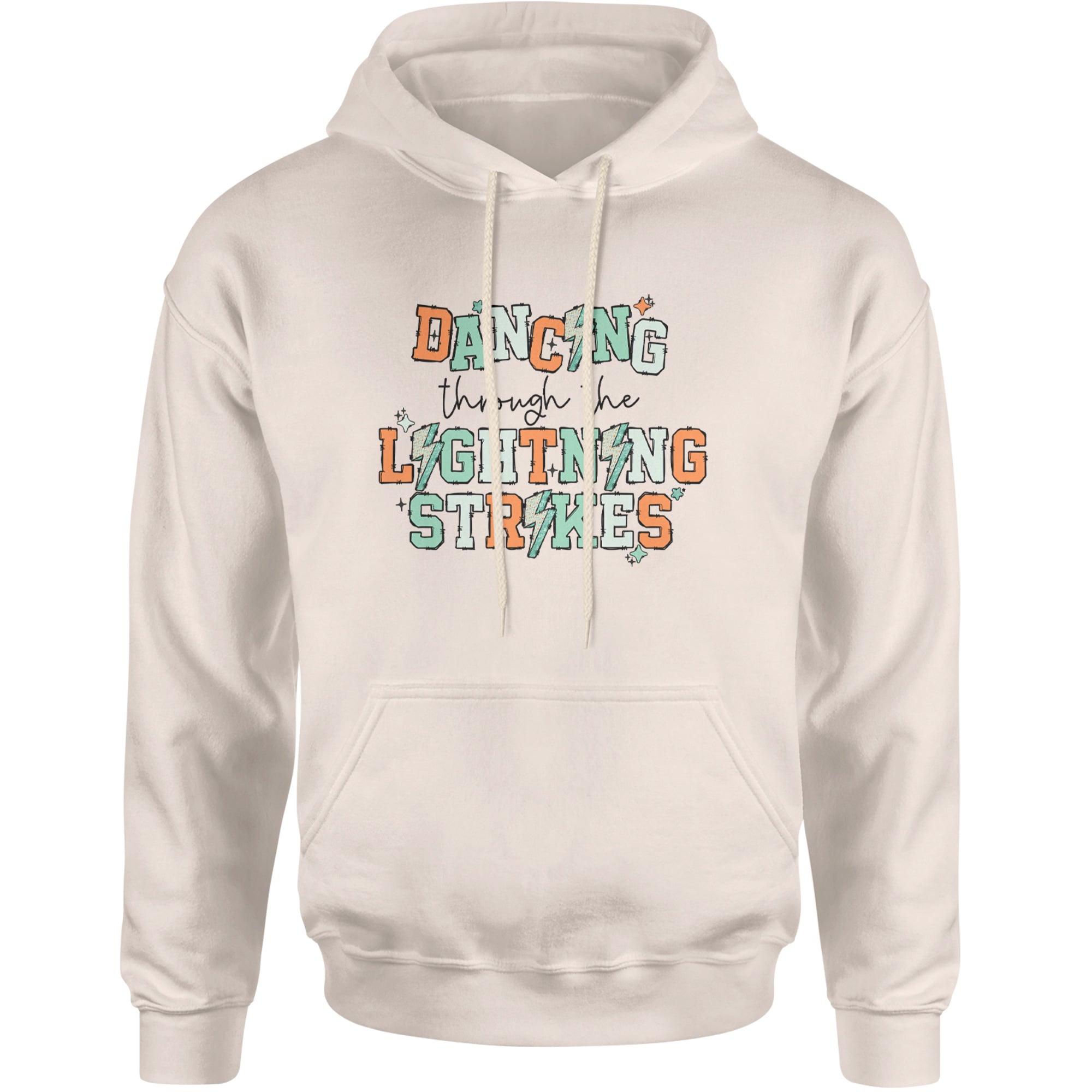 Dancing Through The Lightning Strikes Adult Hoodie Sweatshirt Ivory