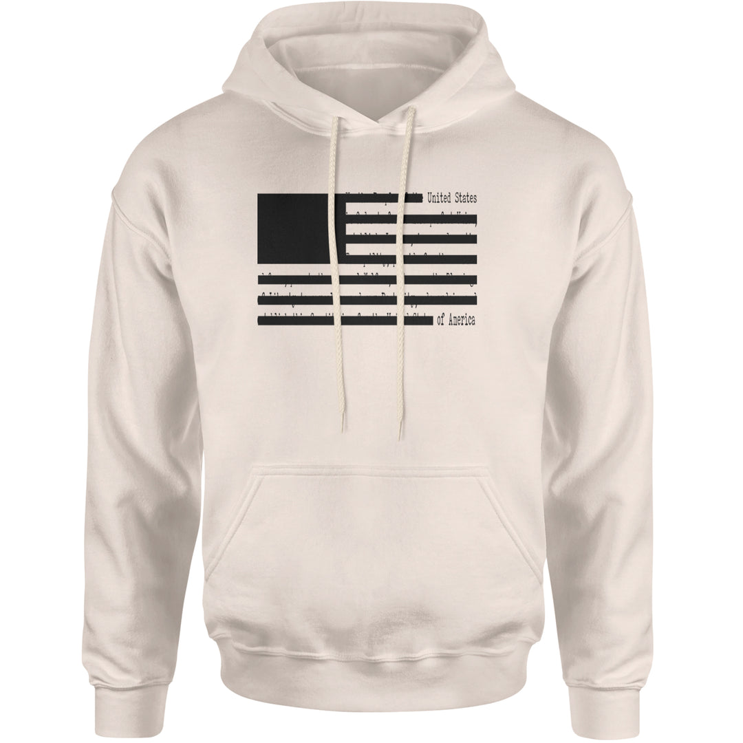 Redacted American Flag Adult Hoodie Sweatshirt Ivory