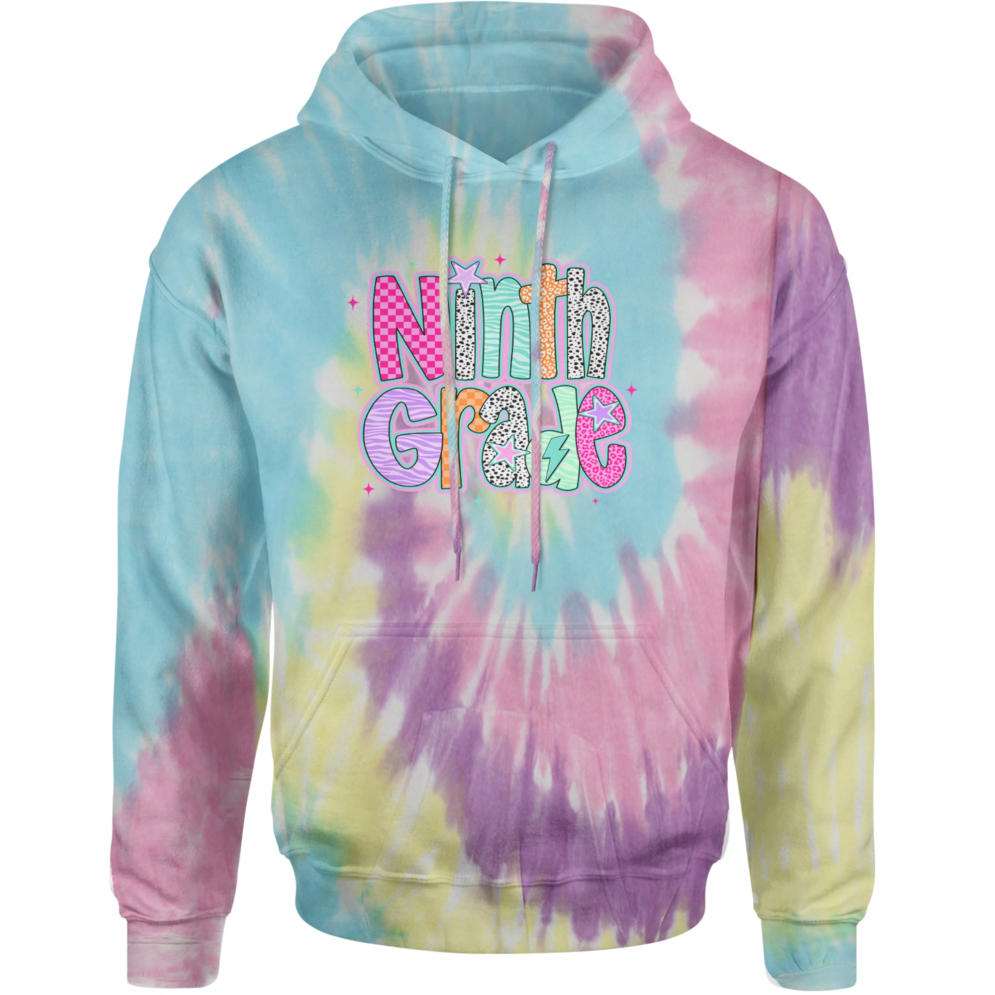 Ninth Grade Freshman Vibes Colorful Back to School Adult Hoodie Sweatshirt Jellybean