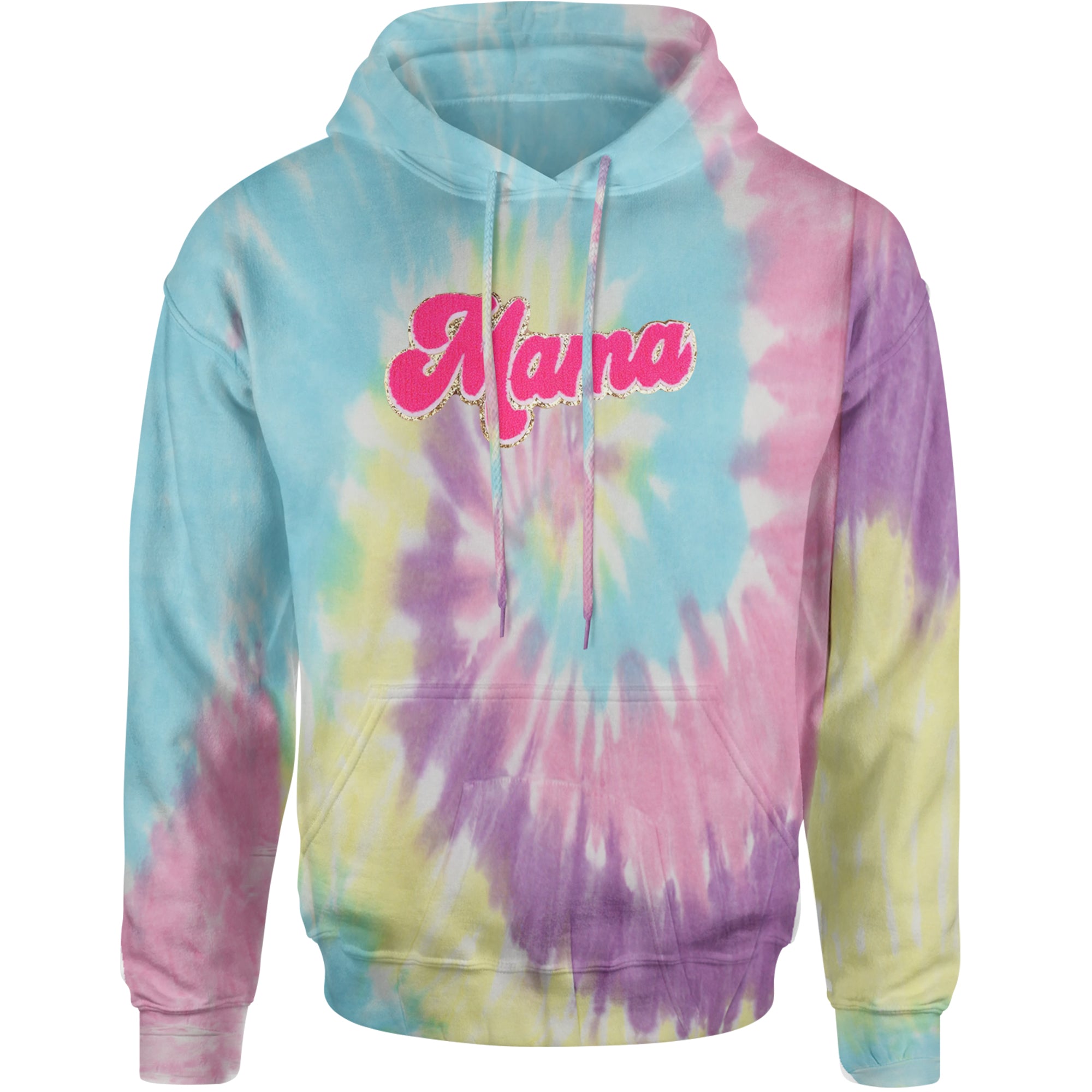Mama Hot Pink Glitter Chenille Patch Adult Hoodie Sweatshirt Jellybean