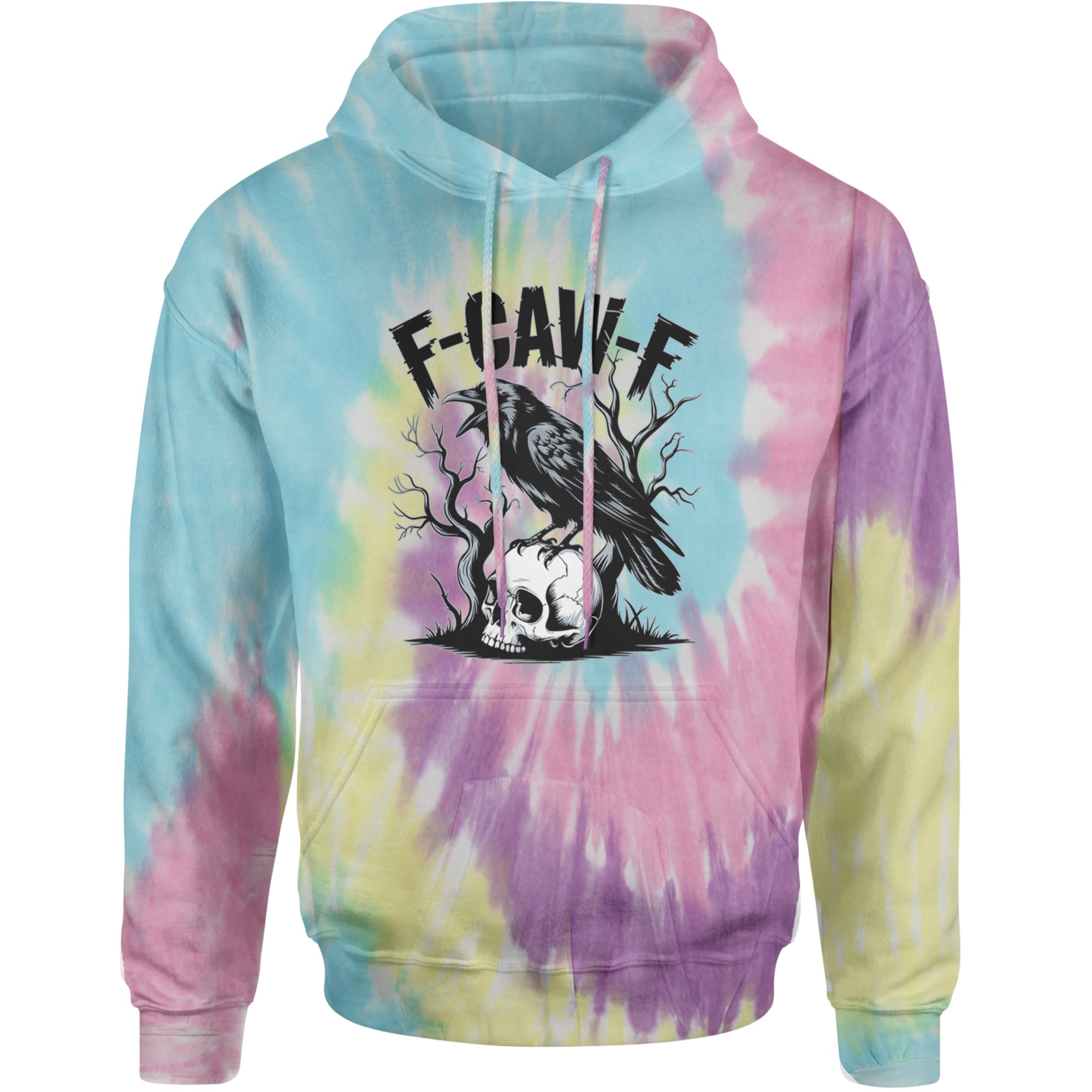 F-Caw-F Crow On Skull F-ck Off Gothic Adult Hoodie Sweatshirt Jellybean