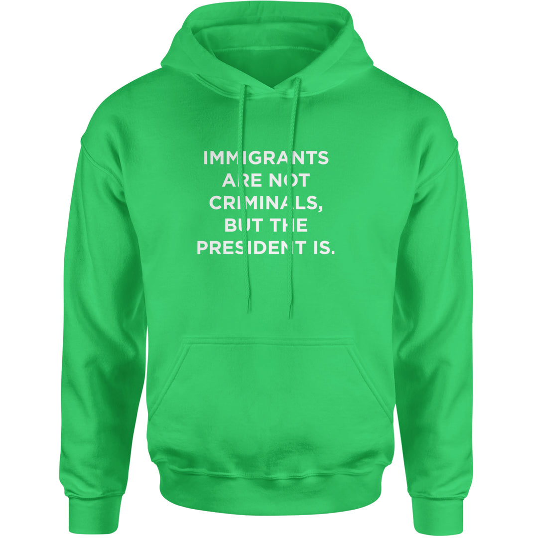 Immigrants Are Not Criminals Adult Hoodie Sweatshirt Kelly Green