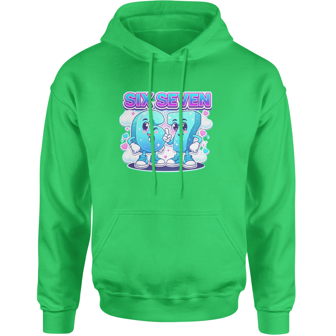 67 Six Seven Meme Kawaii Cloud Adult Hoodie Sweatshirt Kelly Green