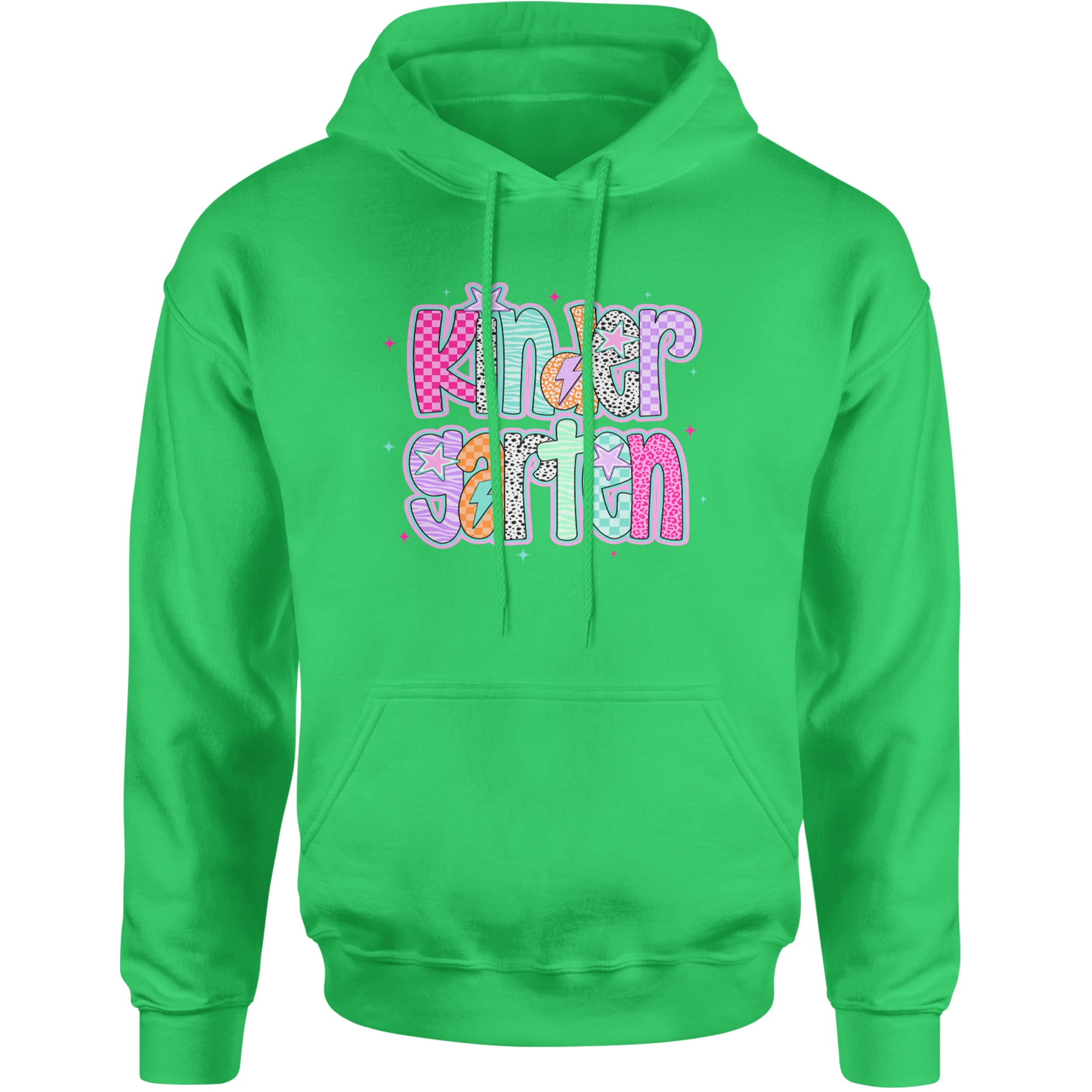Kindergarten Cutie Colorful Back to School Adult Hoodie Sweatshirt Kelly Green