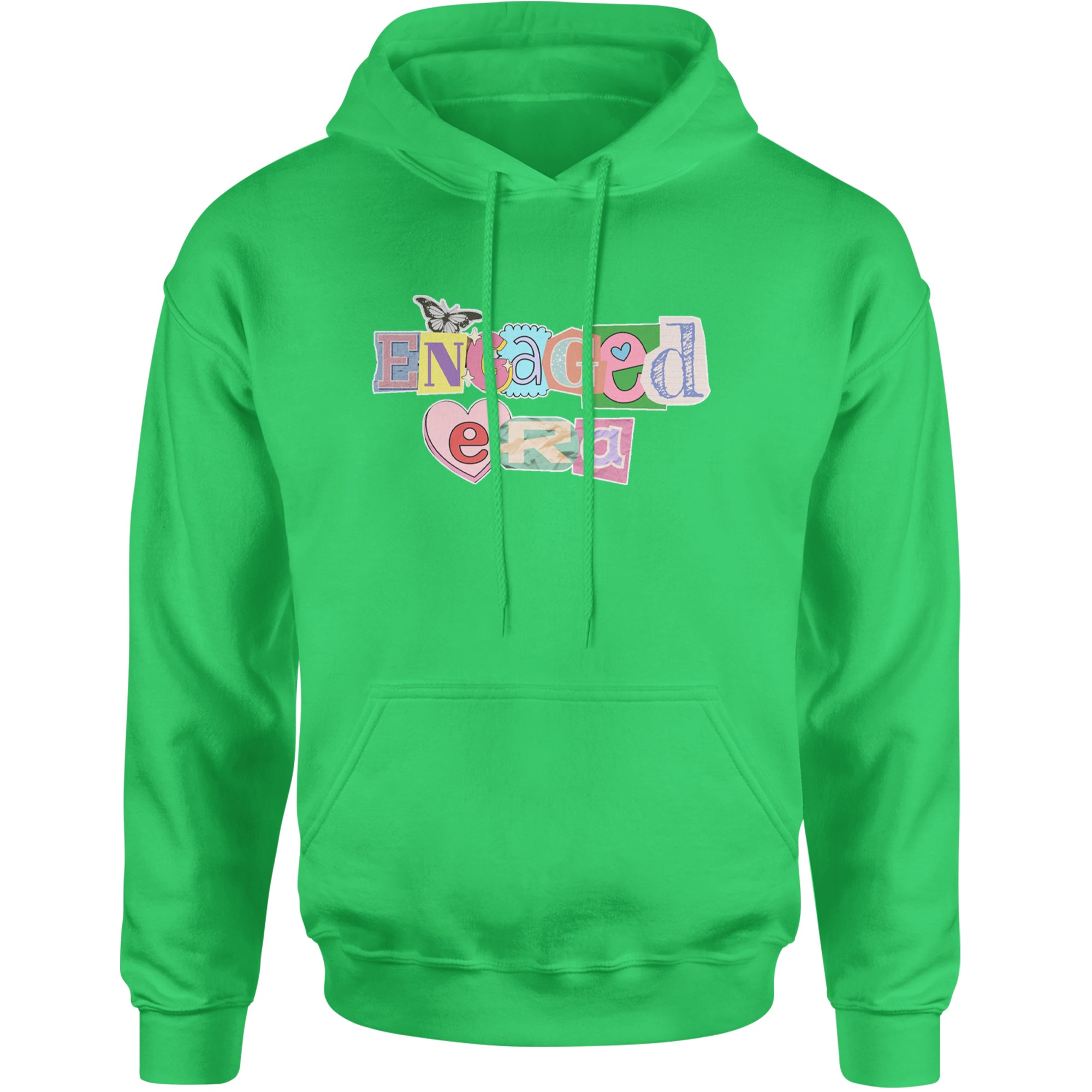 Engaged Era Aesthetic Retro Collage Design Adult Hoodie Sweatshirt Kelly Green