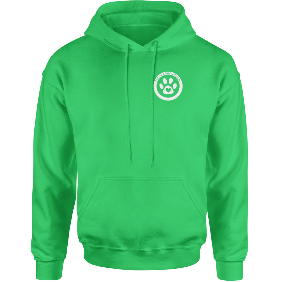 TLC To Love a Canine Dog Rescue White Adult Hoodie Sweatshirt Kelly Green