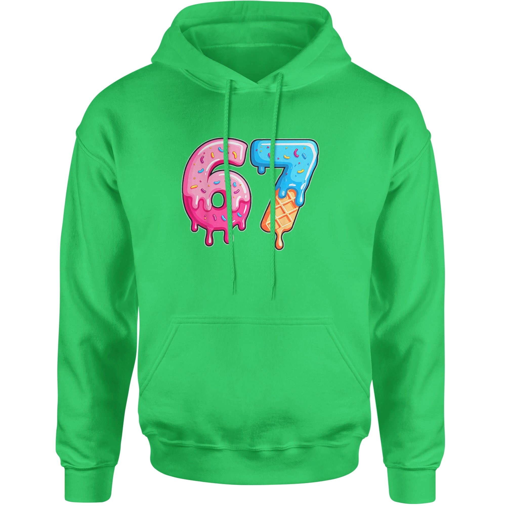 67 Dripping Ice Cream Donut Melt Adult Hoodie Sweatshirt Kelly Green