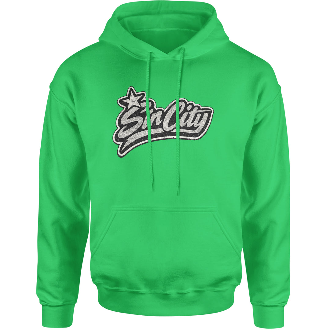 Sin City Vegas Retro Vintage Adult Hoodie Sweatshirt Kelly Green