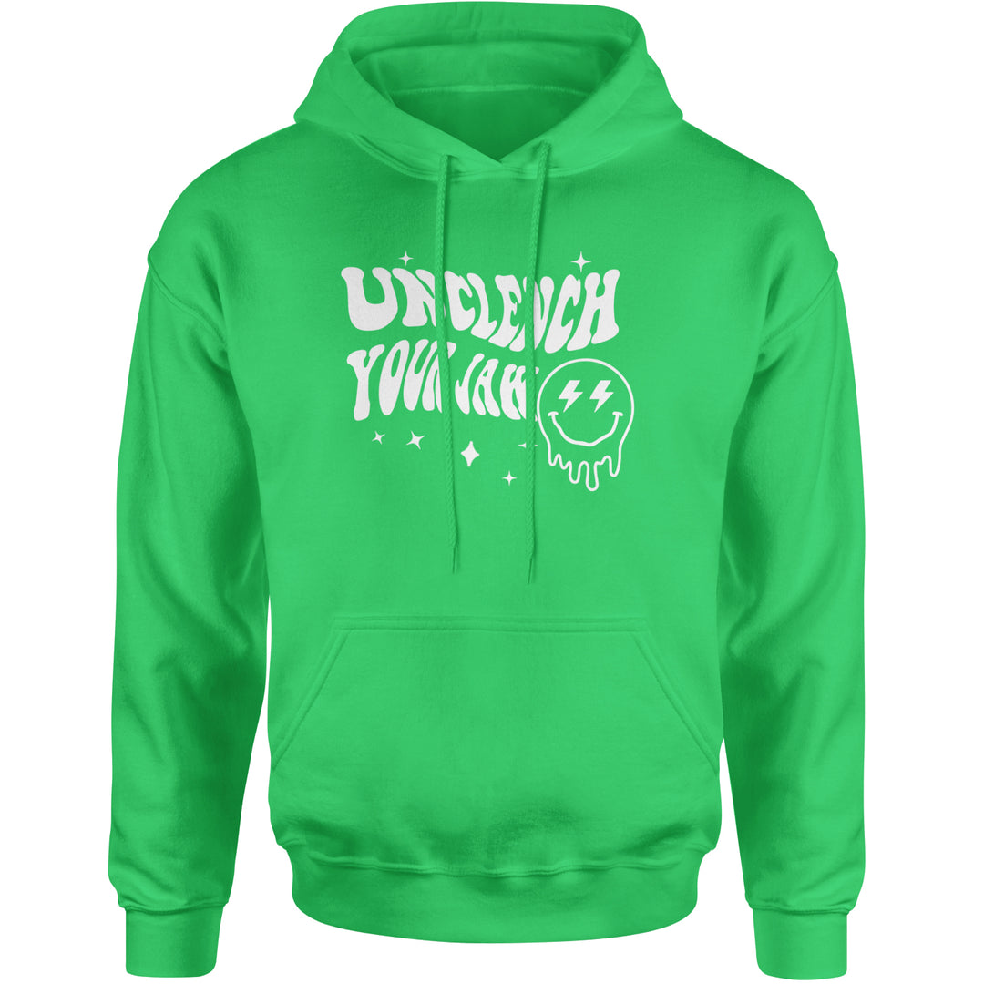 Unclench Your Jaw Festival Rave EDM Adult Hoodie Sweatshirt Kelly Green