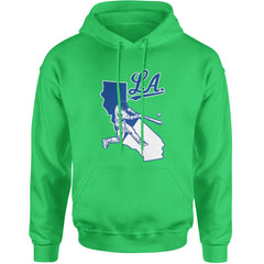 Los Angeles Baseball Batter Up Adult Hoodie Sweatshirt Kelly Green
