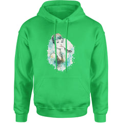 Mrs. Herpburn Iconic Watercolors Adult Hoodie Sweatshirt Kelly Green