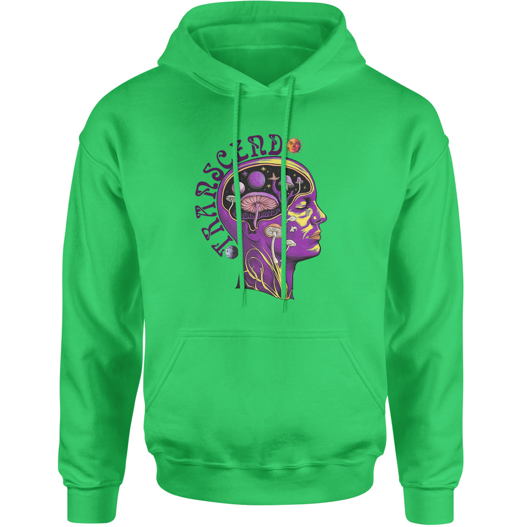 Psychedelic Cosmic Mushroom Head Adult Hoodie Sweatshirt Kelly Green