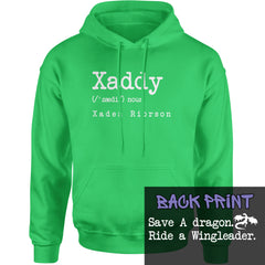 Xaddy Save A Dragon Ride A Wingleader Adult Hoodie Sweatshirt Kelly Green