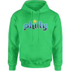 Skyline Philly Philadelphia Adult Hoodie Sweatshirt Kelly Green