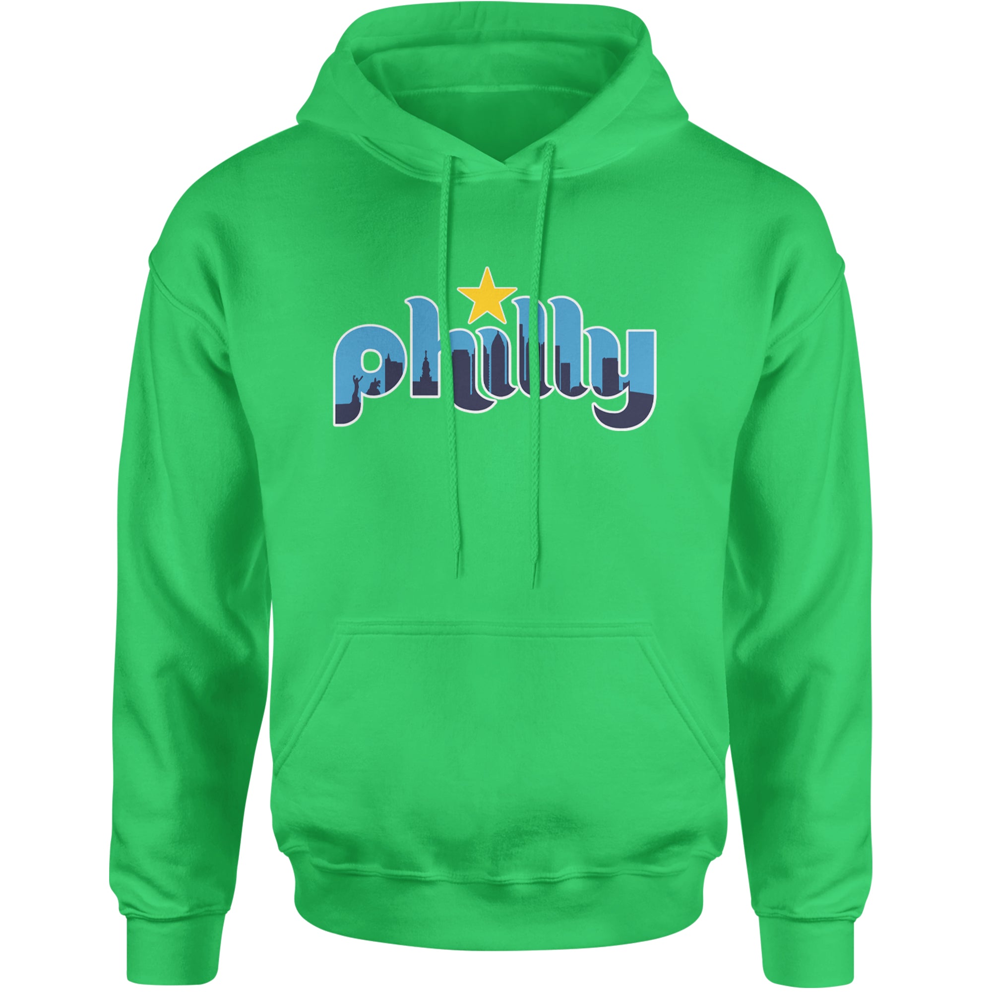Skyline Philly Philadelphia Adult Hoodie Sweatshirt Kelly Green