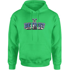 Detroit Motor City Retro Piston Adult Hoodie Sweatshirt Kelly Green