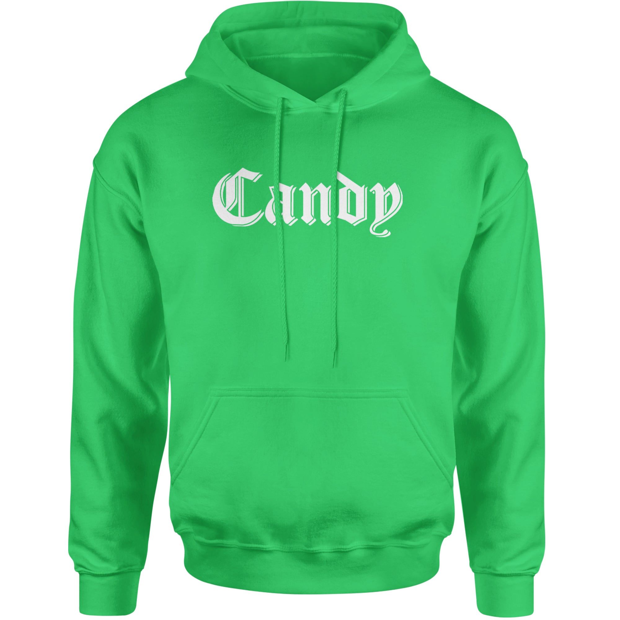 Candy Gothic Lettering Adult Hoodie Sweatshirt Kelly Green